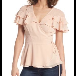 June & Hudson ruffle wrap top